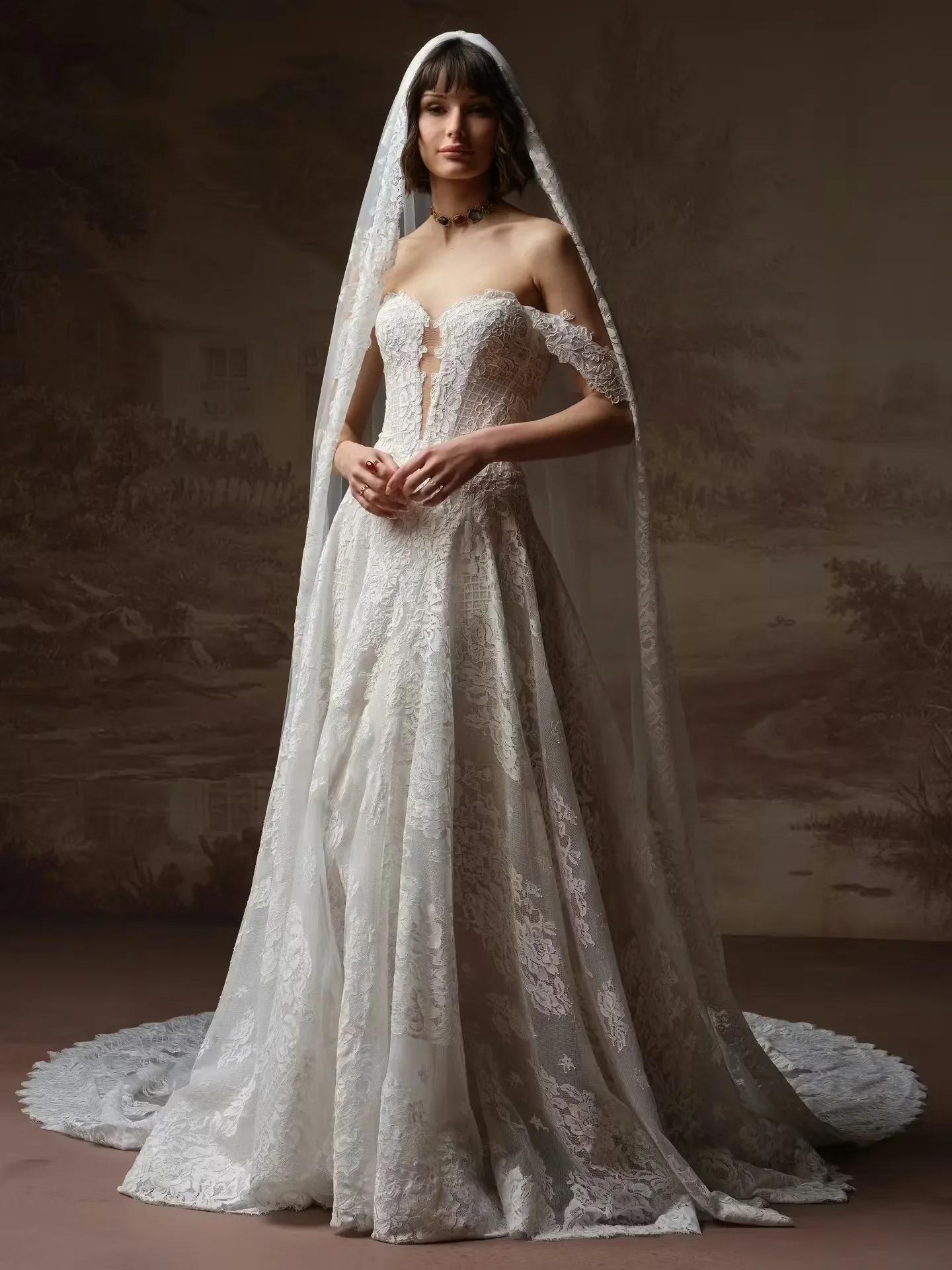 Simple Appliques Lace Bridal Veils Floor Length Voile Marriage Wedding Veil Tulle Bride Wedding Dress Accessories Custom Made