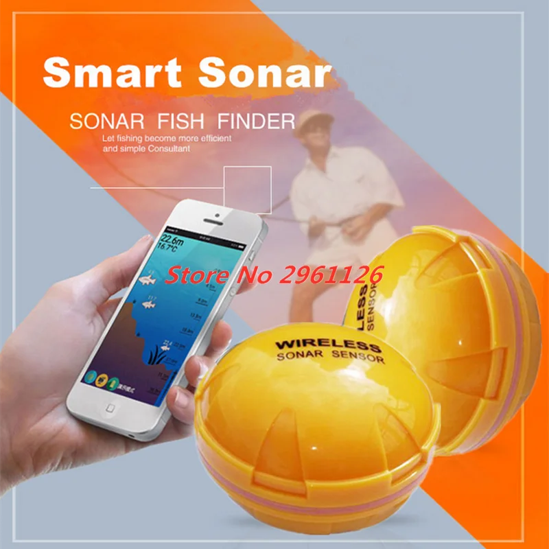 Wireless Fish Finder Portable Echo-sounder Phone Bluetooth Smart Sonar Fishing IOS&Android Sonar Fish Detector 36m Water Depth