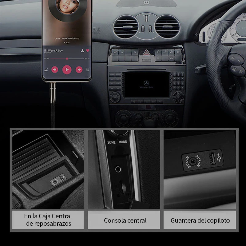 Imagen 6: Cable auxiliar HIFI 3,5 para coche 6N OCC, conector de audio macho a macho para teléfono móvil