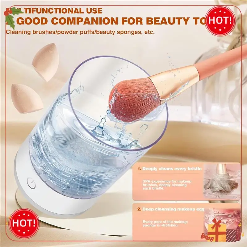 منظف فرش المكياج ABLE لا حاجة إلى التركيب، تشغيل بنقرة واحدة للتنظيف العميق قطعة واحدة