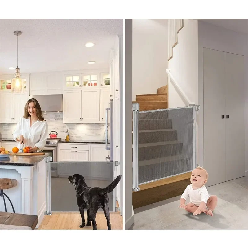 Baby retractable safety door Pet barrier net Child safety stair door