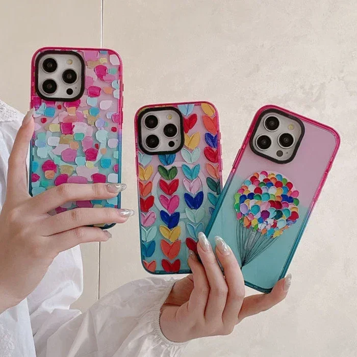 2.5 Acrylic Colorful Border Color Balloon Pattern iPhone 12 13 14 15 Pro Max Protective Case with MagSafe