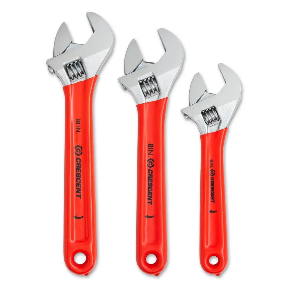 3-Piece Adjustable Wrench Set SAE/Metric Knurl Grip Laser Etched AC26810CV