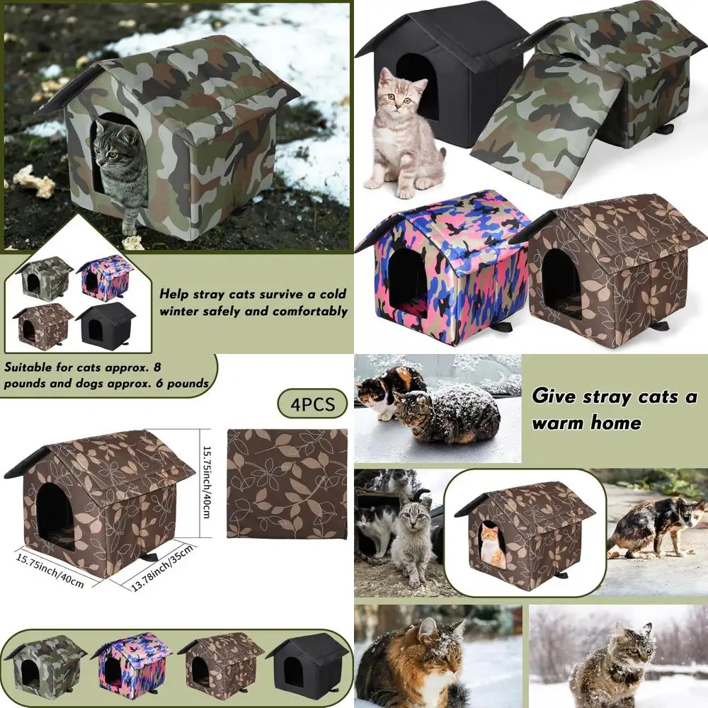 

Weatherproof Outdoor Cat Shelter for Stray and Feral Cats: Insulated Foldable Cat Bed, Easy Assembly, Suitable for Winter Use