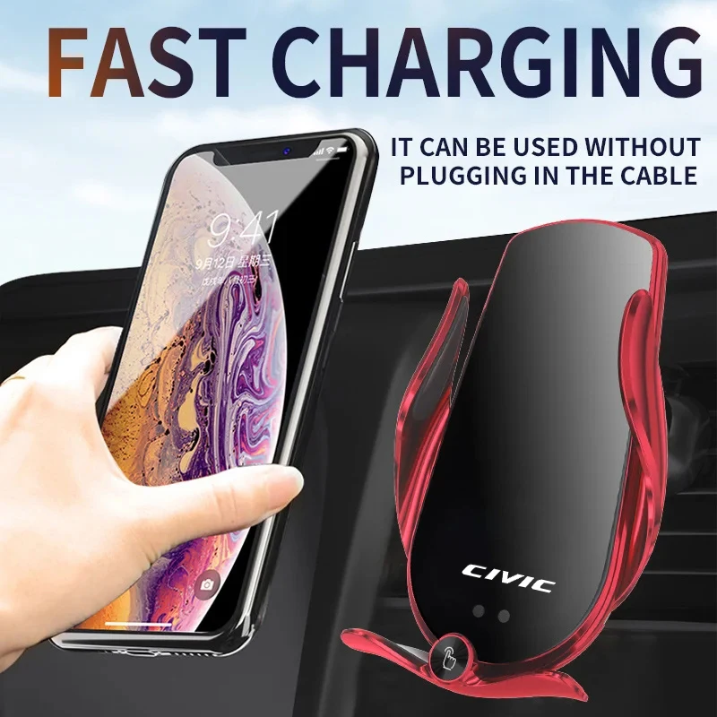 1PC Car Wireless Charging Mobile Phone Bracket Auto Interior Accessories For Honda Civic Fk7 Fit Fk2 Mugen Fk8 Type R Accord Crv