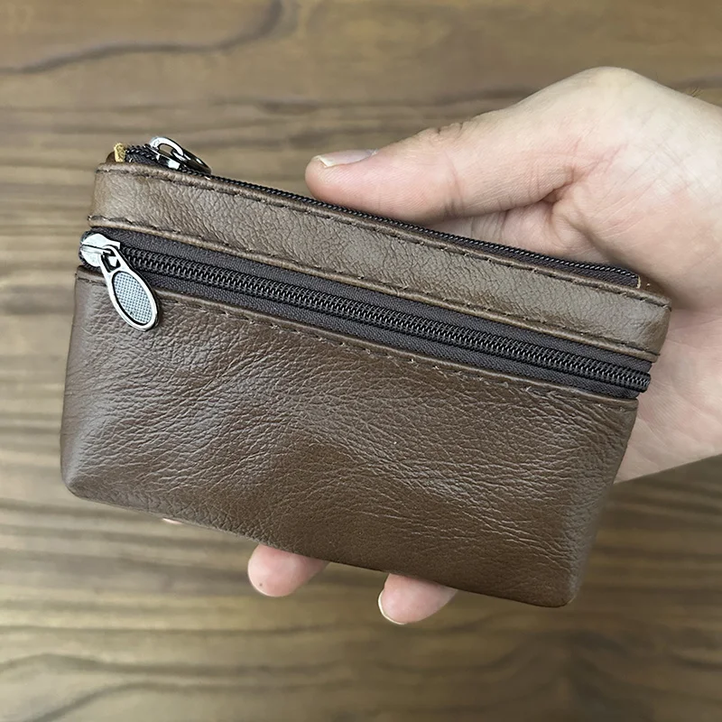 Handgemachte Vintage Kuh Pickup Tasche einfarbig Multi-Zip Brieftasche Bankkarte Führerschein ID-Karte Mehrzweck-Karten tasche