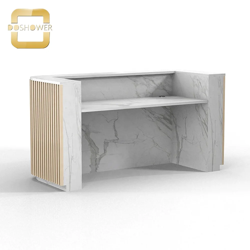 Salon Reception Desk Customized Size with Round Shaped Reception Desk for Reception Desk with Display Glass