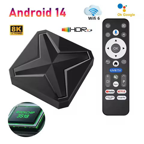 Smart TV Box Android 14 RK3518 TV Box 8K Ultra HD Home Media Player Set Top Box Wifi6 BT5.4 Support 8K TV Box 2GB 16GB