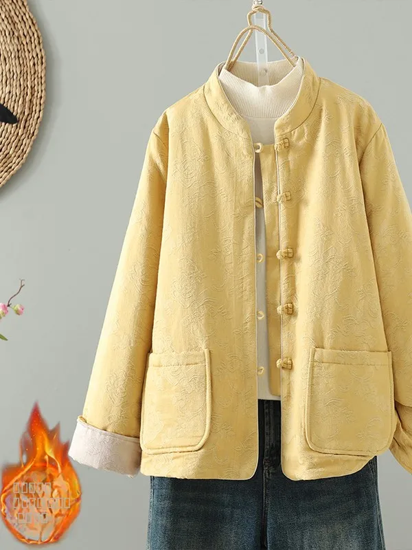 ملابس على الوجهين فضفاضة تناسب الوقوف طوق القطن Jaet الخريف الشتاء Sle الرجعية التطريز الصينية الجديدة العرقية Sle المرأة...