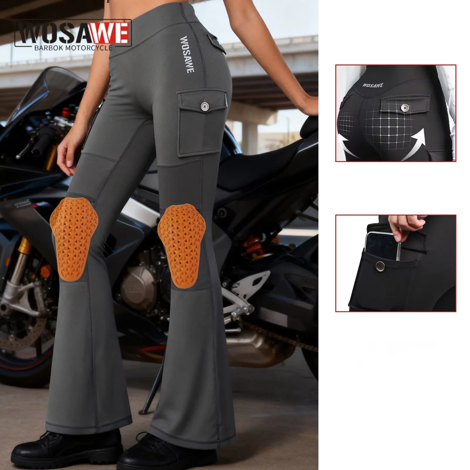 

WOSAWE New Motorcycle Pants Women Upgrade Detachable Knee Casual Fashion Racing Road Rider Four Seasons Moto Pants