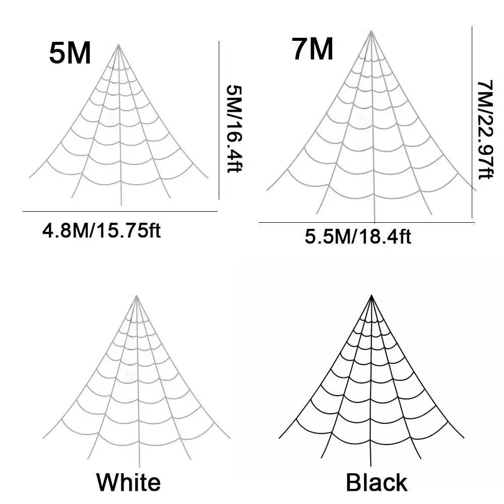 5M/7M Triangolo di Halloween Ragno Extra Large Morbido Simulato Ragnatela Simulazione Elasticità Halloween Horror Prop