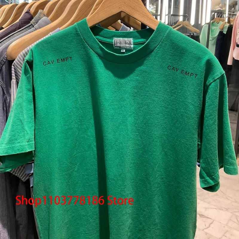 Street Fashion CAVEMPT Short Sleeve Batik Grass Green Round Neck T-shirt Men Women All-match Loose Tops C.E Tee Shirts