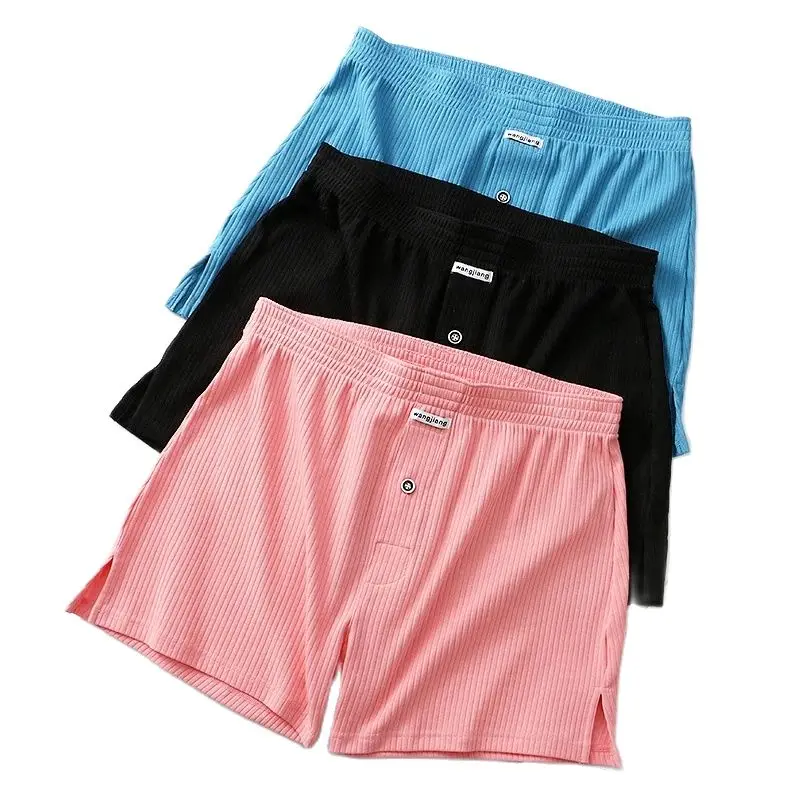 Men's Stretch Cotton Boxer Shorts Threaded Aro Pants Sleepwear Loungewear Shorts Boxers Male Underpants Panties