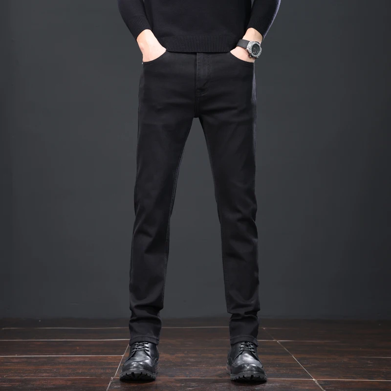 Men\'s Black  Casual Slim Jeans Soft Cozy Stretch Denim Trousers High Quality Clothing Classic Fashion Straight Male Pant