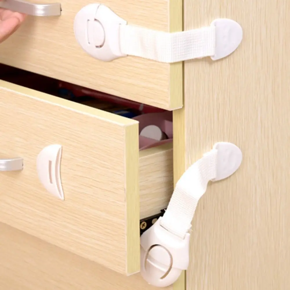 10PCS Nylon Unisex Safety Cabinet Lock White Durable Safety Door Lock Wear-resistant Drawer Locks Security Protection