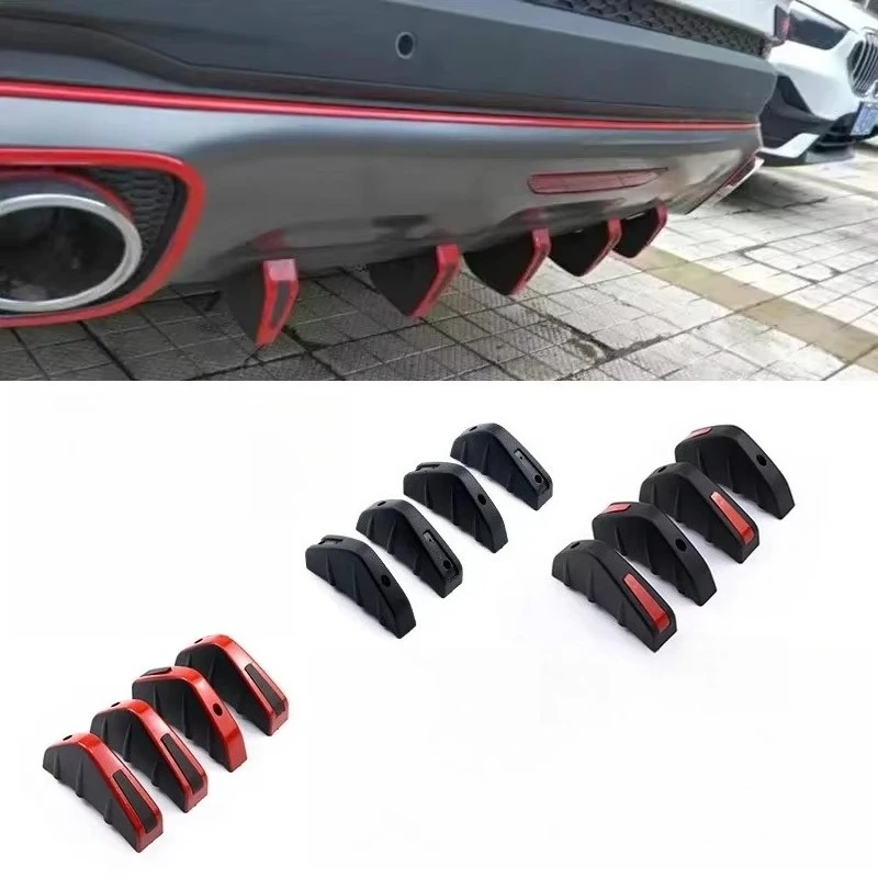4pcs Car Rear Bumper Diffuser, Universal Modified Bumper Lip Spoiler, Anti-Collision Protector