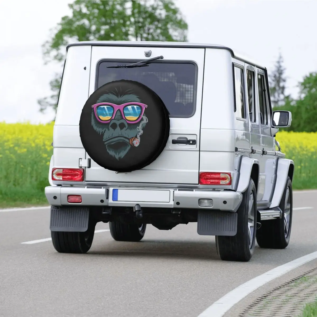Monkey Smoked A Cigar Design Spare Wheel Cover for Jeep Hummer 4WD RV Custom Tire Protector 14\