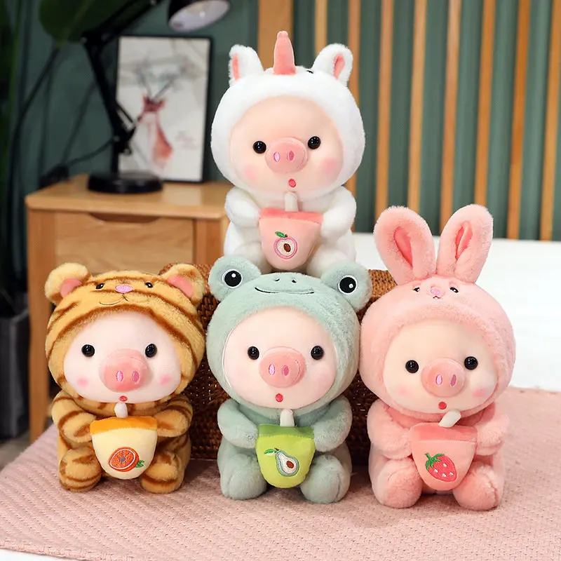 1Pc 25ซม.น่ารักเปลี่ยนคอสเพลย์สีชมพูกระต่ายกบเสือ Boab ชาหมูตุ๊กตาของเล่นสาว Plushies Sleep Ragdoll ตุ๊กตาตุ๊กตาวันเกิดของขวัญ