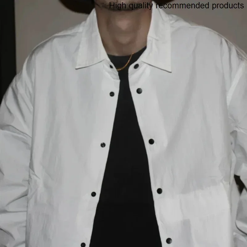 

Japanese Streetwear Cityboy Loose Men Casual Long Sleeve Large Pocket White Cargo Shirt Man Korean Fashion Oversize Shirts