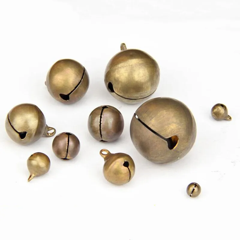 6-25mm Gold/Silver Plated Nickel Copper Jingle Bells Pendants Hanging Christmas Ornaments Decorations Party DIY Craft Accessory