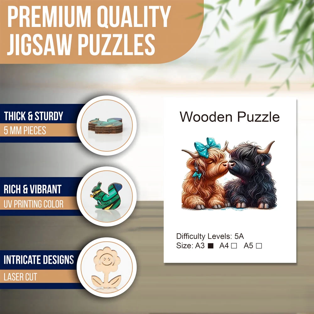Cow Lovers Creative Wooden Puzzle, Uniquely Irregular Animal Shaped Wooden Toys, Creative Handmade Decorations, Holiday Gifts