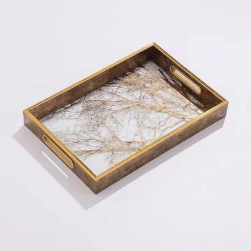 

Home Golden Branch Tray Rectangular Living Room Exquisite Tea Tray Kitchen Bathroom Storage Box Table Cosmetic Storage Tray