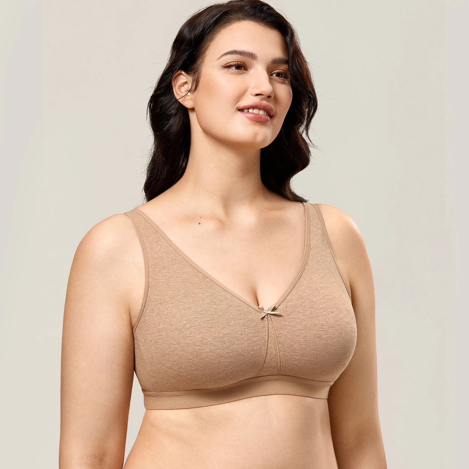 Women's Wireless Cotton Bra Plus Size Sleep Unlined Comfort Support Wide Straps Band B-DD E F 34-42 44 46 48