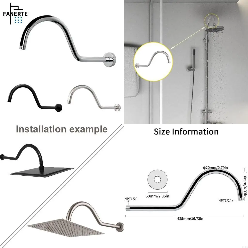 

Стальной кронштейн для душа S Curves, 17 дюймов, для улучшения ощущений от принятия душа