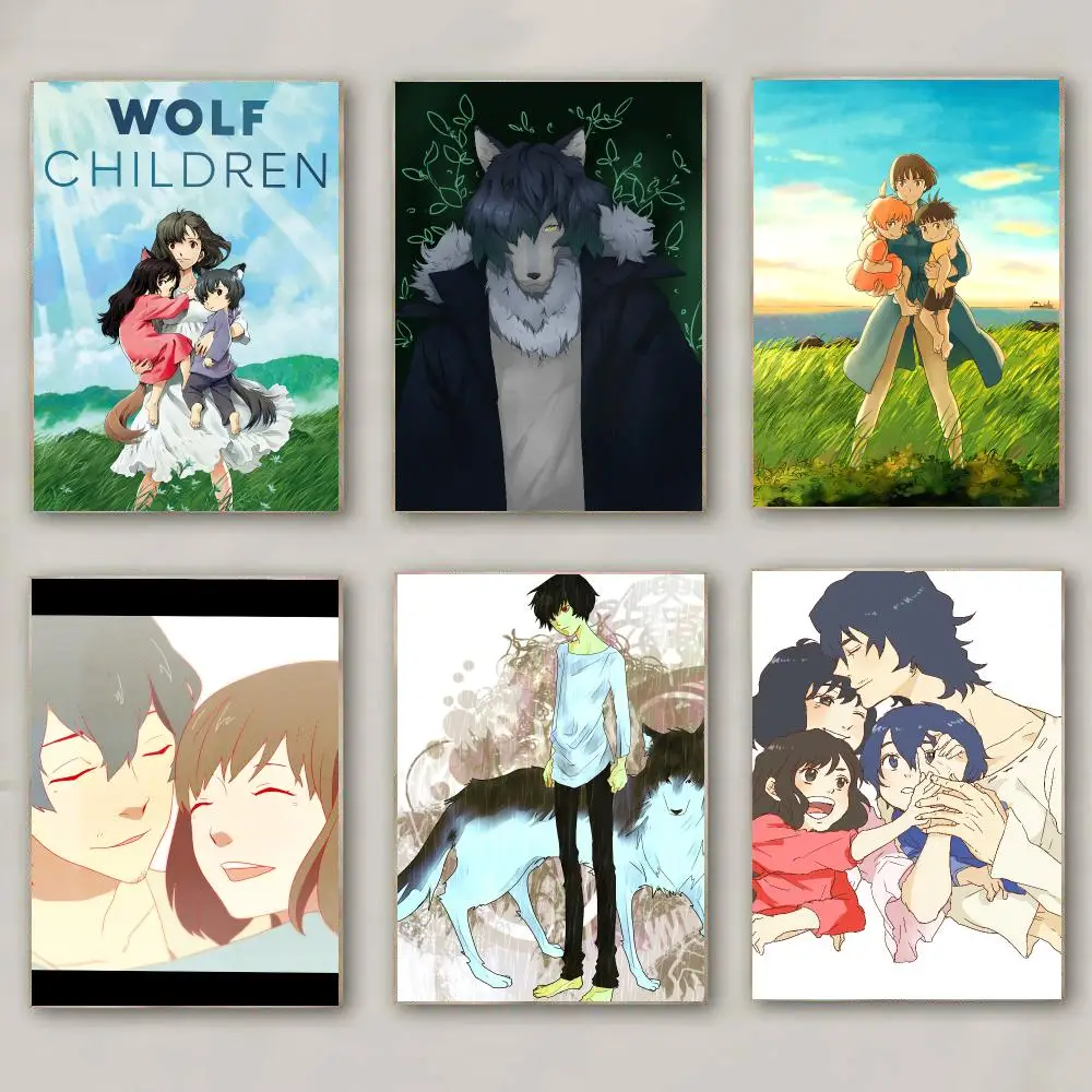 anime W-Wolf Children-N Poster Modern Wall Decal for Living Room Cafe Office Bar and Bedroom