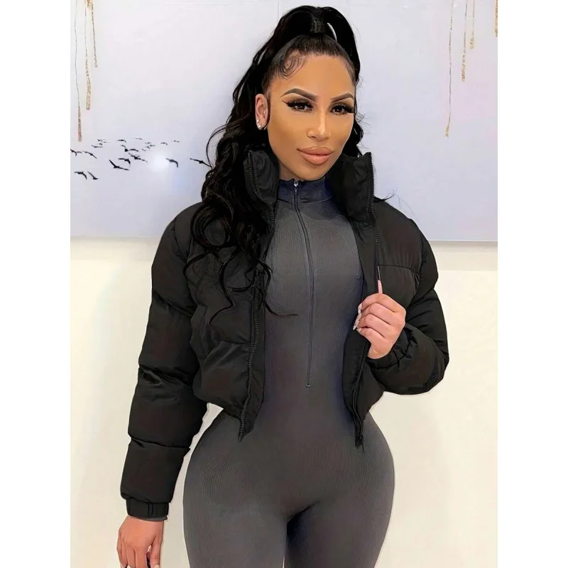 

Women's Short Cotton Jacket Spring Fashionable Casual Lightweight Fillling Other Function No Hat Design Regular Length