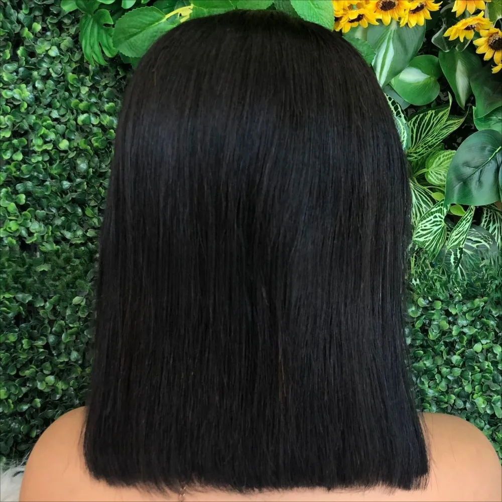 Peluca Frontal de encaje transparente de cabello humano 13x4 con pelo de bebé prearrancado 150% de densidad Color Natural 8-12 pulgadas Remy brasileño
