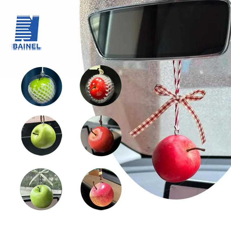 

Creative Christmas Eve Apple-Shaped Car Decor Fruit Rearview Mirror Pendant Car Interior Christmas Pin Decoration