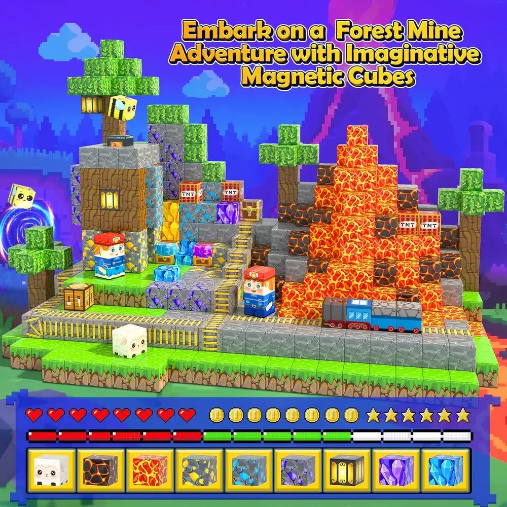 200-Piece Magnetic Building Blocks STEM Toys for Kids, Ages 3+, with Magnet Board, Ideal for Boys & Girls