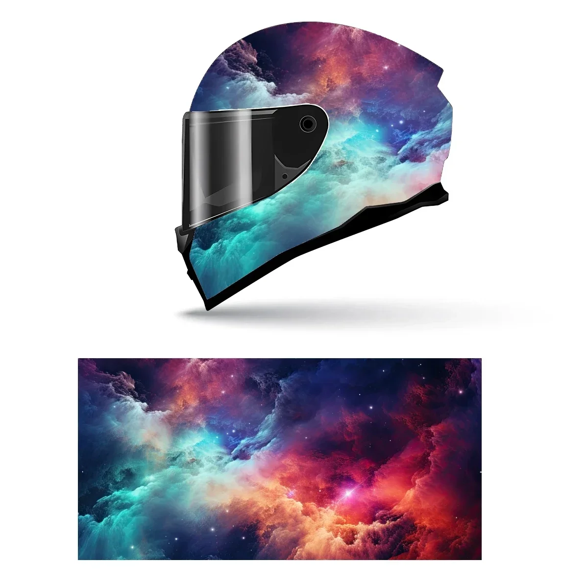 

Colorful Galaxy With Stars Full Helmet Wrap Sticker Motorcycle Helmet Racing Graphic Decal Vinyl Wrap Helmet Decorative Sticker