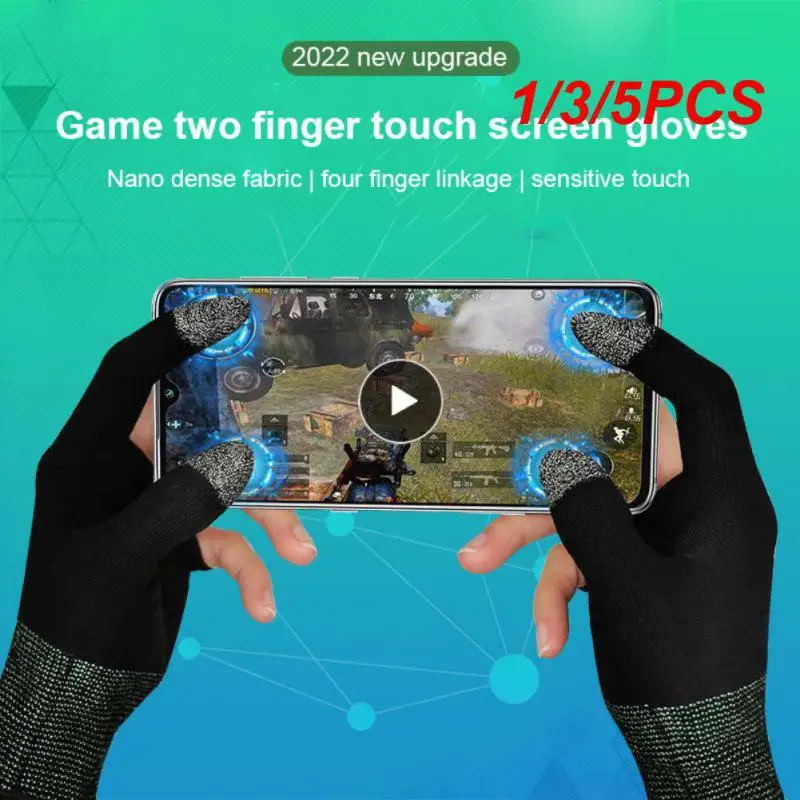 1/3/5PCS Two-finger Gaming Finger Sleeves Mobile Game Gloves Sweat-proof Touch Screen Finger Cots Seamless for Mobile Game