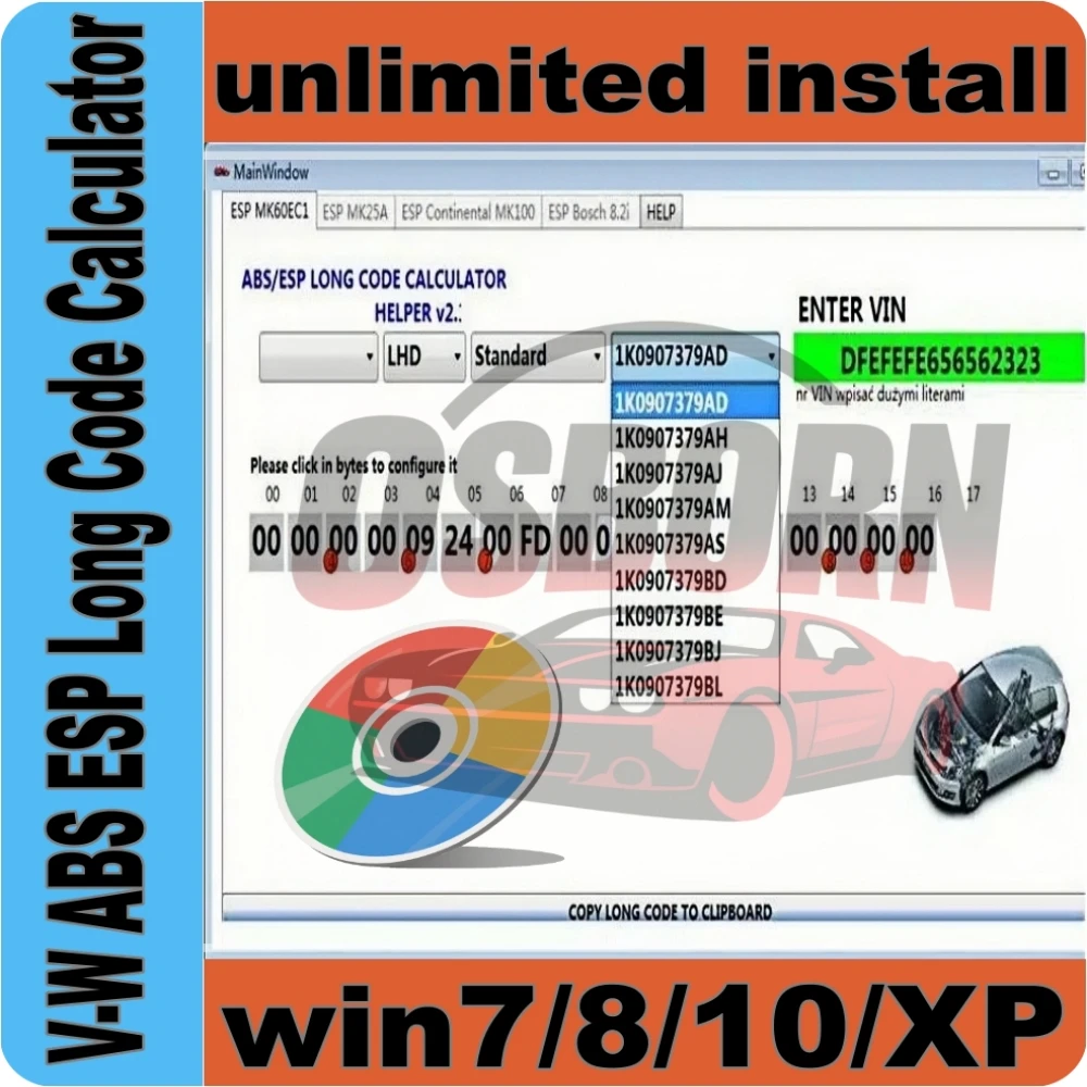 

Newest Software for V//W ABS ESP Long Code Calculator Helper MK60EC1 ABS ESP Long Code Calculator software+ unlimited install