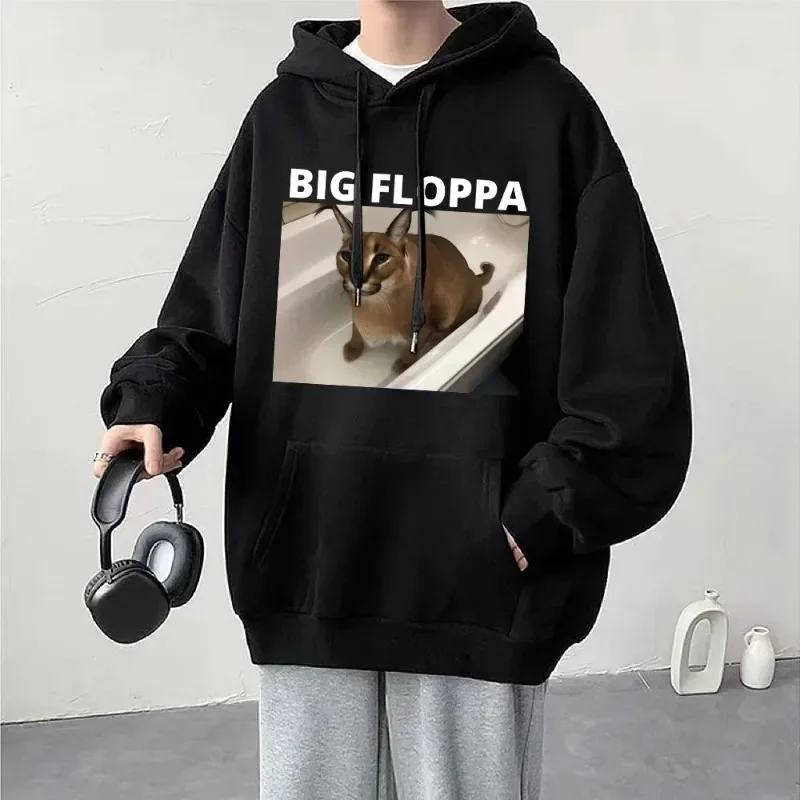 

Big Floppa Funny Meme Cute Cat Animal Hoodie Men Women Sweatshirt AutumnWinter Fleece Oversized Long Sleeve Loose Streetwear