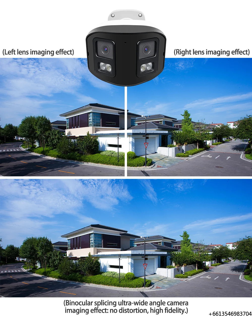 4MP Dual Lens 180 Degree Panoramic Hik Compatible IP PoE Security Camera ColorVu IP67 Two Way Audio Outdoor CCTV Bullet Camera