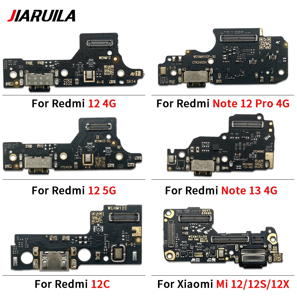 10Pcs Great USB Charging Port Board Flex Connector Parts For Xiaomi Redmi 124G 5G 12C A3 Note 12 13 Mi 12 13T Poco C61 X4 Pro 5G