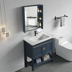 Nordic Floor Display Bathroom Cabinet Ceramic Sink Units Mirror Metal Cabinet Toilet Shower Badezimmer Schrank Home Furniture