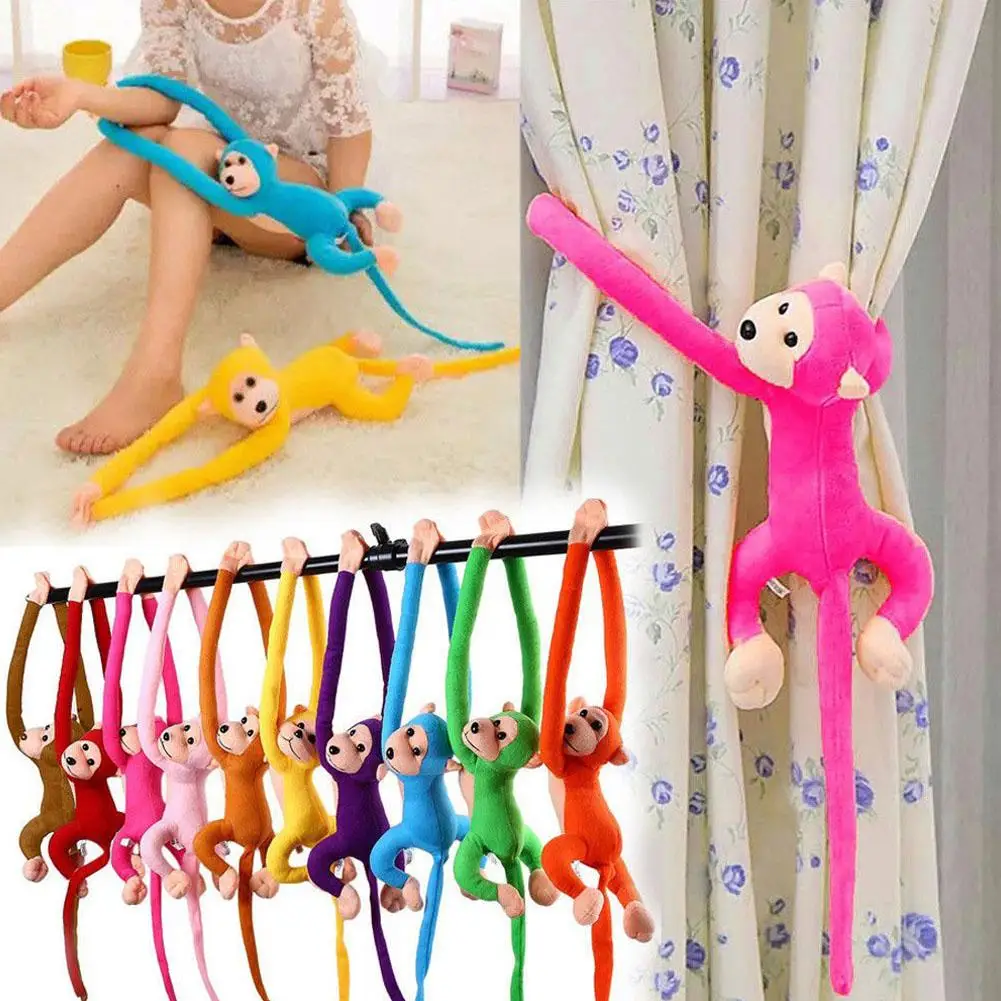 

Colorful Long Arm Monkey Plush Doll Cute Hanging Animal Toy For Kids Curtain Tieback Decor Creative Nursery Gift Velcro Paws