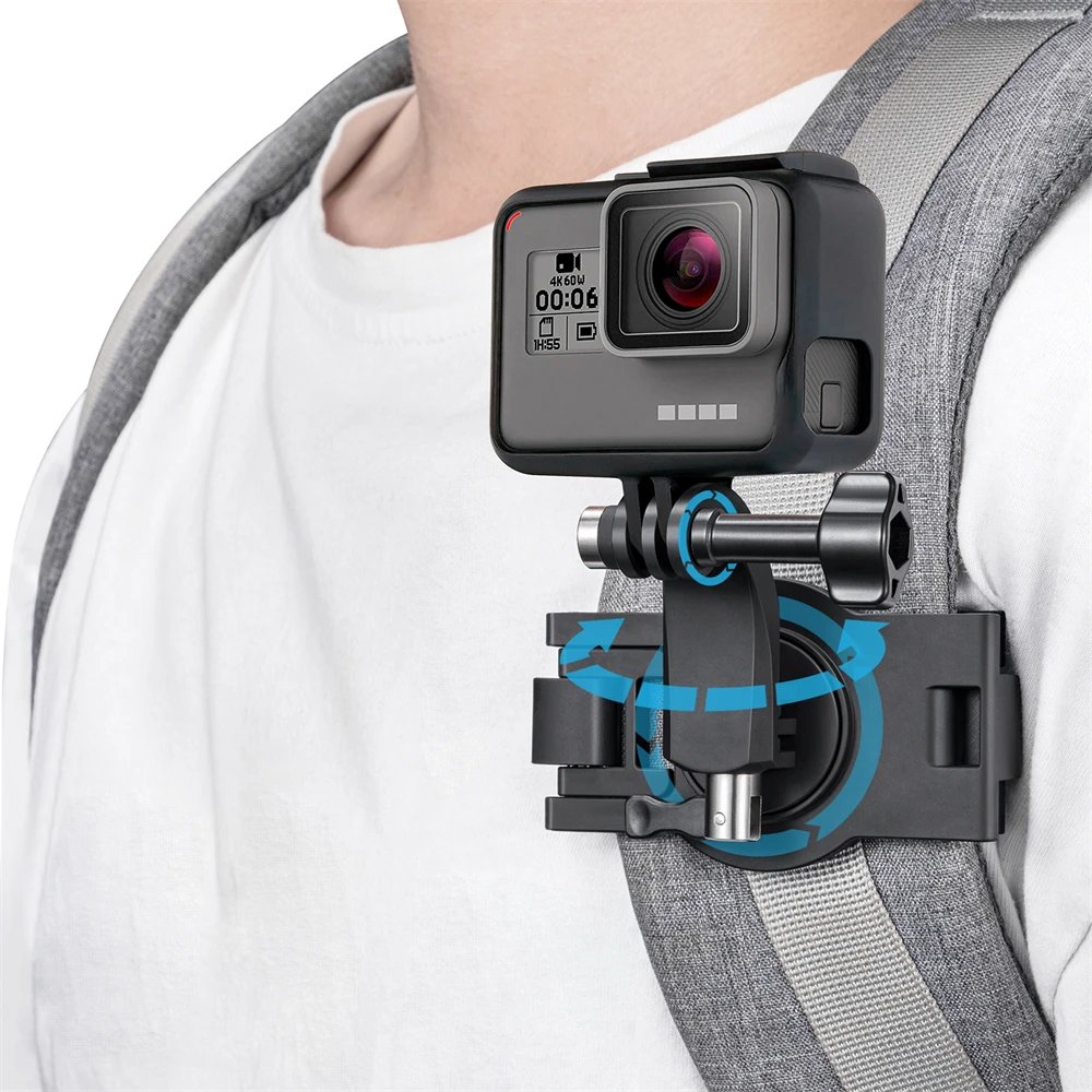 

360 Degree Rotation Backpack Clip Accessories for Gopro Hero11 10 9 8 7 6 5 Osmo Action Insta360 SJCAM EKEN Action Carema Mount