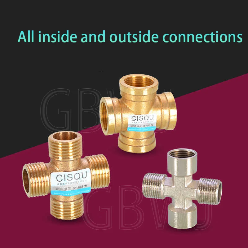 

1/2in 3/4in Thread Four Way Joint One Point Three Way Cross Four Way Water Pipe Joint Fittings Copper Pipe Ancient