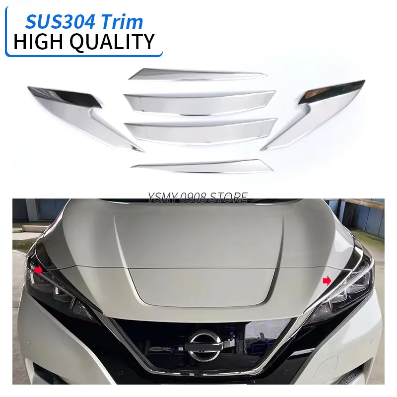 

6-компонентные аксессуары для внешнего стайлинга автомобиля, накладка на рамку передней фары для Nissan Leaf Ze1