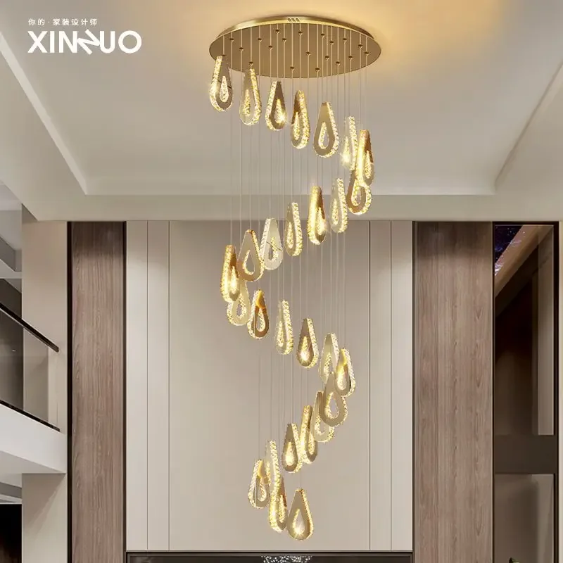 

Luxury Crystal Chandelier - LED Pendant Lighting for Living Room, Staircase & Interior Decor