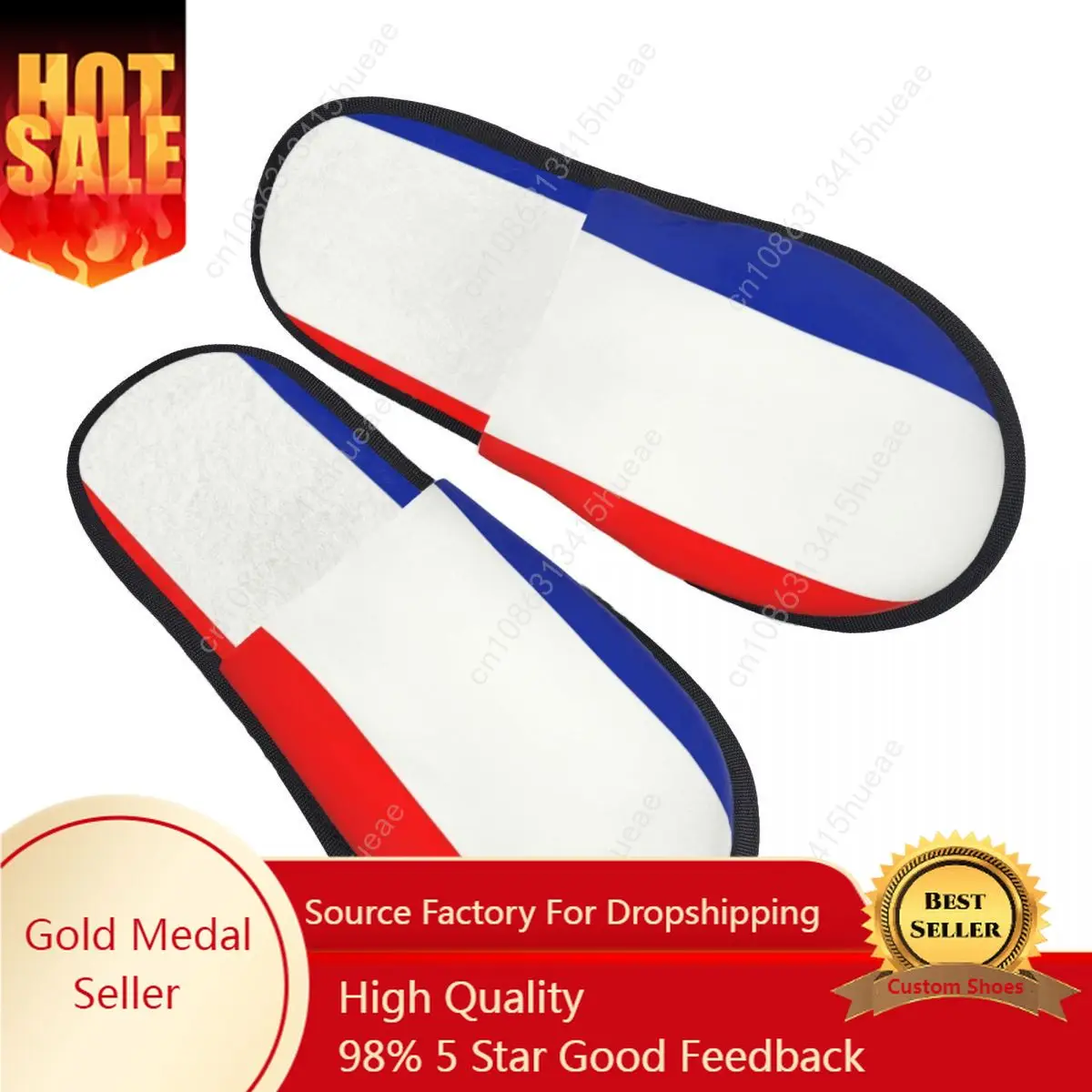 

Custom French Flag France Soft Memory Foam House Slippers Women Cozy Warm Anti-Skid Slipper