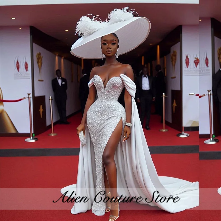 Luxury Mermaid Wedding Dress Woman 2024 Bead Crystals Side Split Vestidos De Novia Bridal Gowns Robe De Mariee Customized 