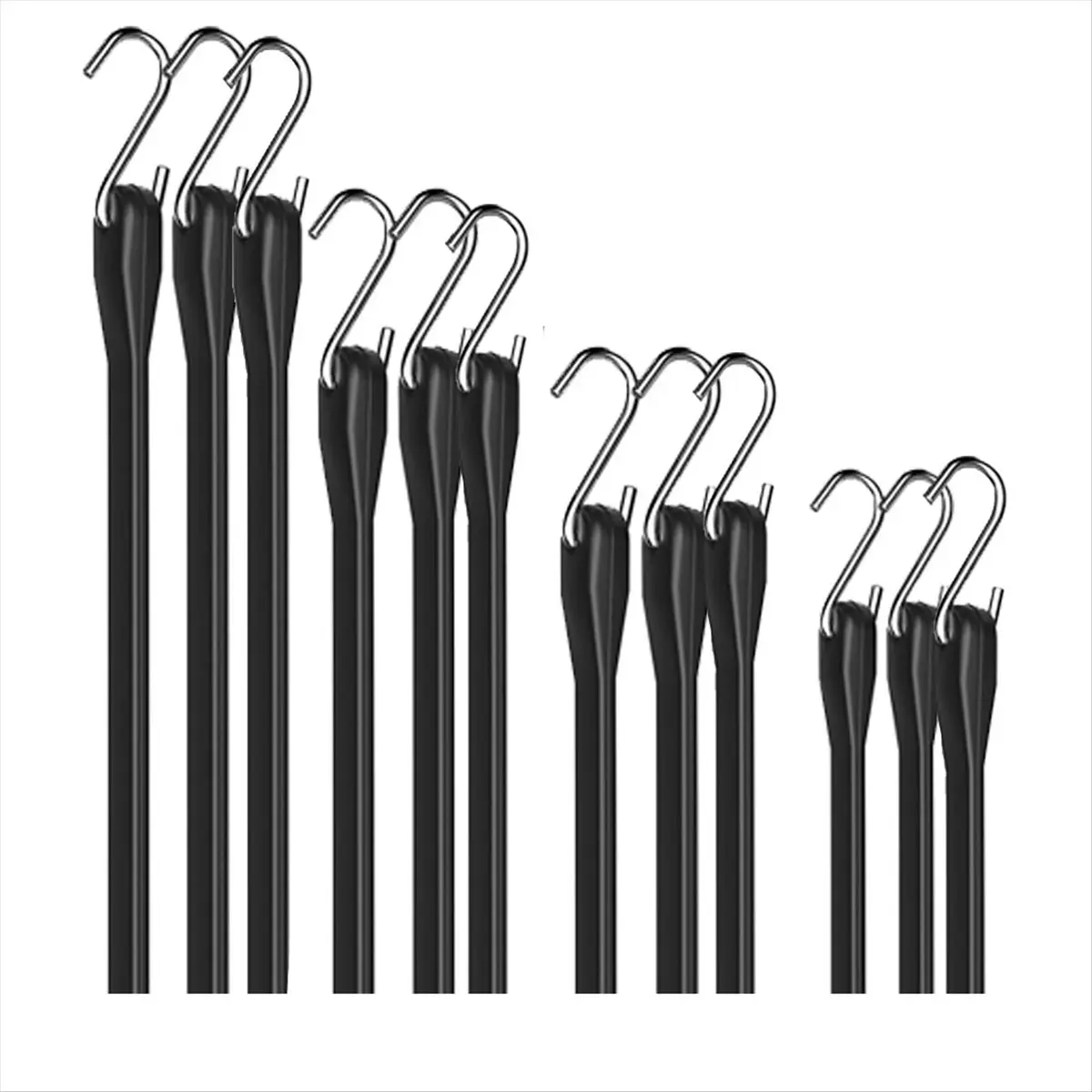 A72P Rubber Bungee Cords Heavy Duty Outdoor, Bungee Straps, 10 Inch, 15 Inch, 21 Inch, 31 Inch for Cargo, Tarps, Trucks 12PCS