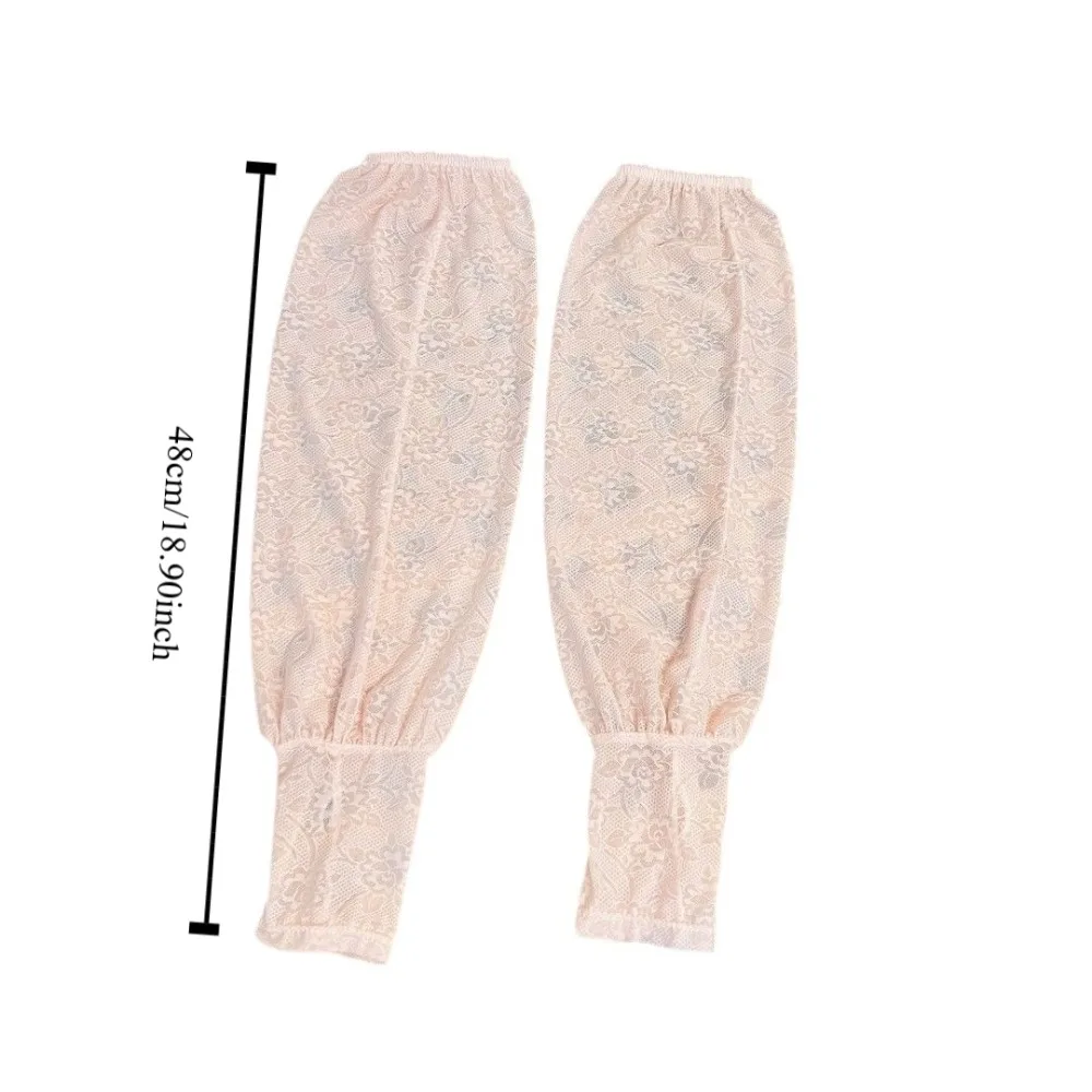 ยืดหยุ่นบางลูกไม้ผ้าไหมน้ําแข็งแขน Anti-UV Sun Protection ครีมกันแดดแขนยาวดอกไม้ถุงมือขี่จักรยานผู้หญิง