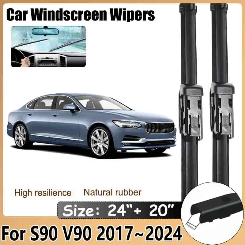 

For VOLVO S90 V90 T4 T5 T6 T8 D3 D4 2017~2024 Front Wiper Blades Window Windshield Windscreen Cleaning Brushes Car Accessories